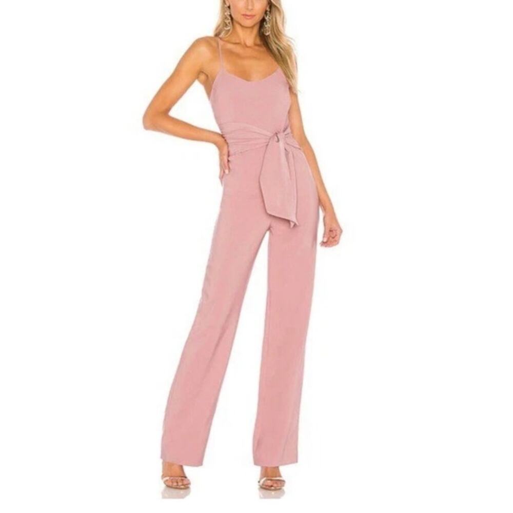 NWT Lovers + Friends Women’s XXS Kenzie Mauve Jumpsuit Wide Leg Spaghetti Straps